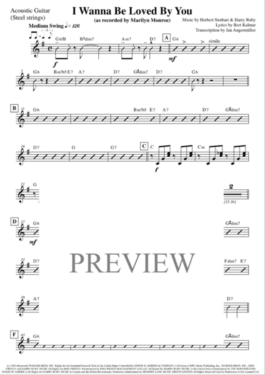 I Wanna Be Loved By You from GOOD BOY Electric Guitar scores gallery preview page 1