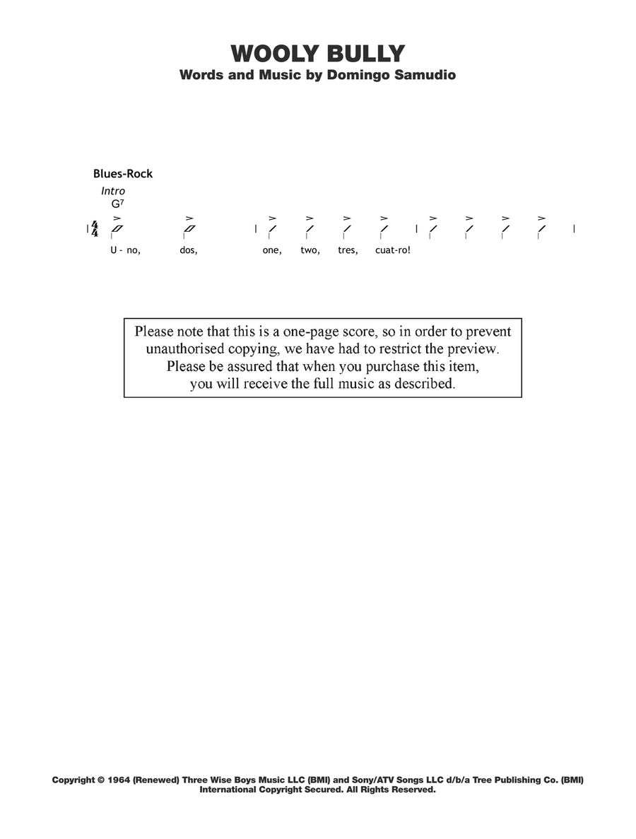 Wooly Bully Wooly Bully Ukulele scores gallery preview page 1