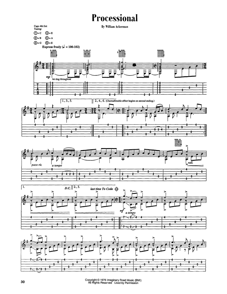 Processional Processional Acoustic Guitar scores gallery preview page 1