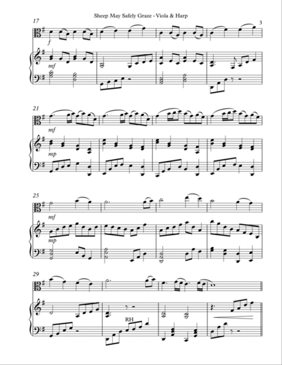 Sheep May Safely Graze, Duet for Viola & Harp String Duet scores gallery preview page 3
