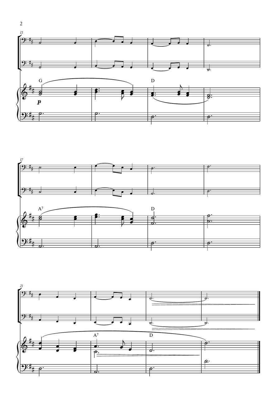 Silent Night (with Chords) (for Cello, Bassoon and Piano) Bassoon Solo scores gallery preview page 2