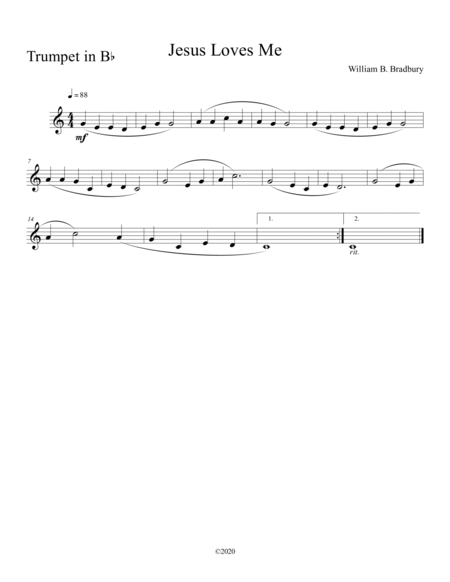 Jesus Loves Me (trumpet and trombone duet) with optional piano accompaniment image number null