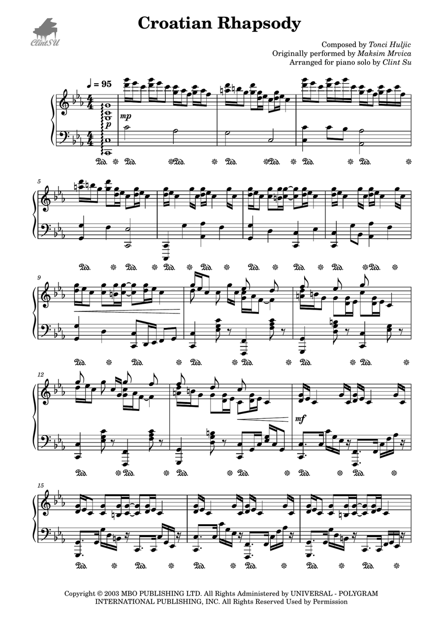 Croatian Rhapsody Piano Solo scores gallery preview page 1