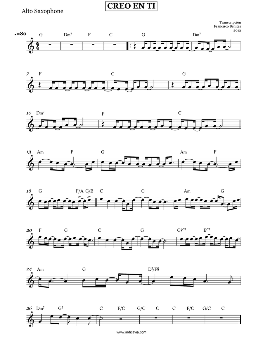 Creo En Ti Alto Saxophone scores gallery preview page 1