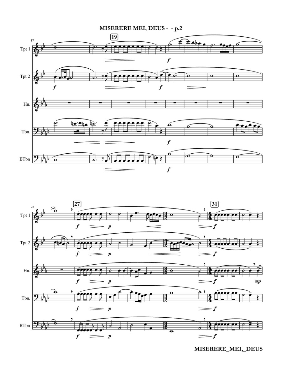 Miserere Mei Deus - Gregorio Allegri - Brass Quintet Brass Quintet scores gallery preview page 2