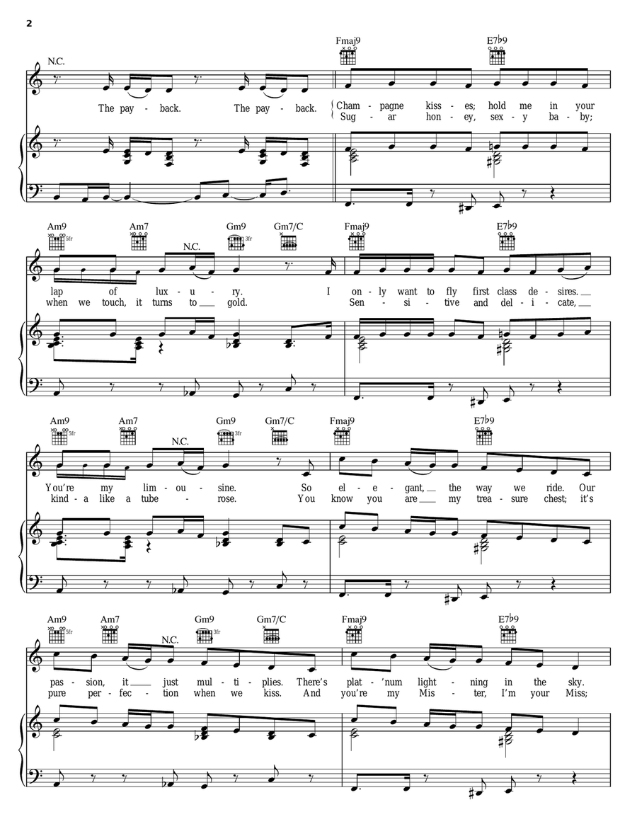 Luxurious Piano, Vocal, Guitar scores gallery preview page 2
