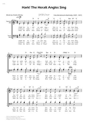 Hark! The Heralt Angels Sing - SATB Choir - W/Chords