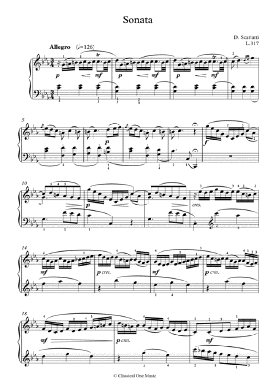 Scarlatti-Sonata in c-minor L.317 K.99(piano) Piano Solo scores gallery preview page 2