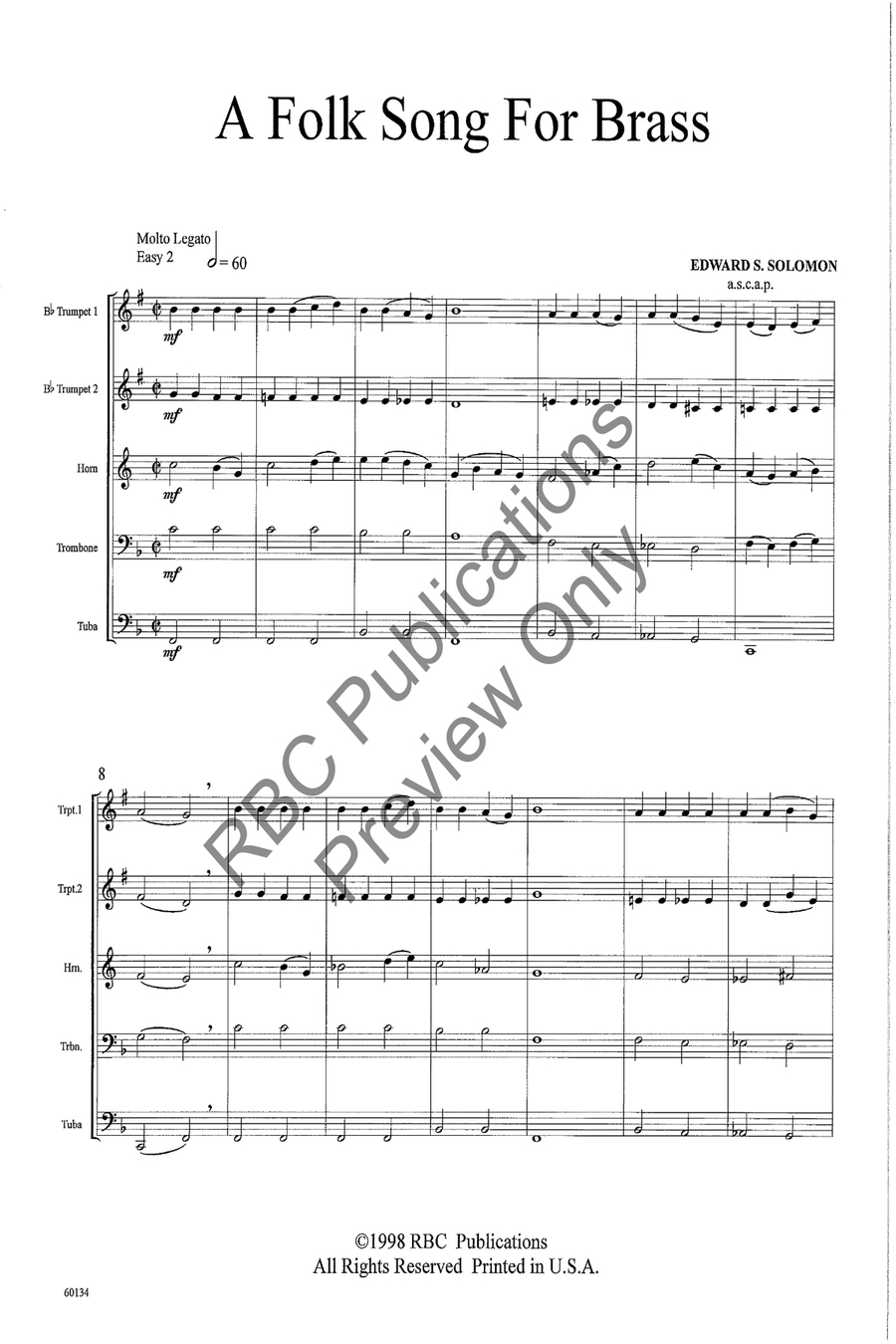 Folk Song For Brass Brass Quintet Choir scores gallery preview page 2