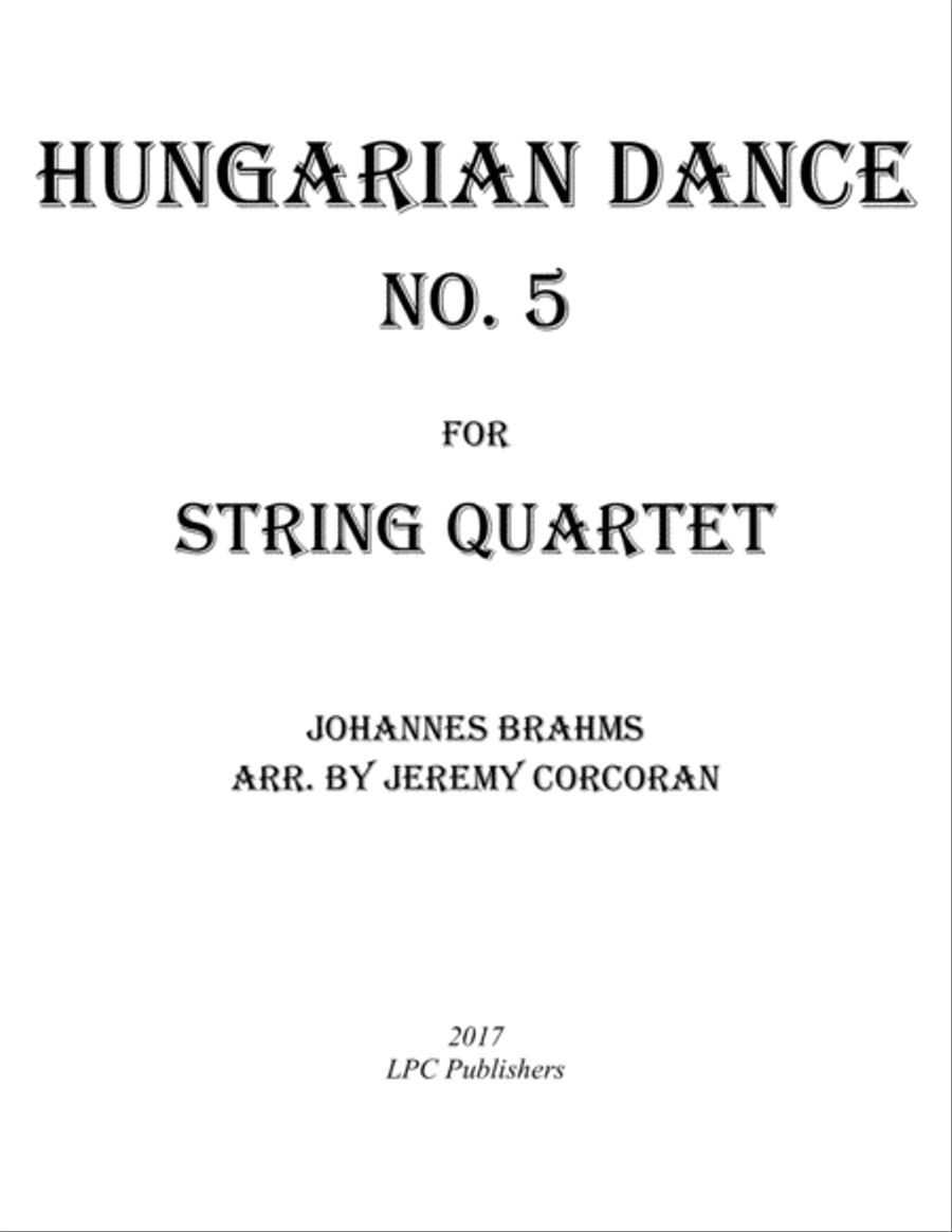 Hungarian Dance No. 5 for String Quartet String Quartet scores gallery preview page 1