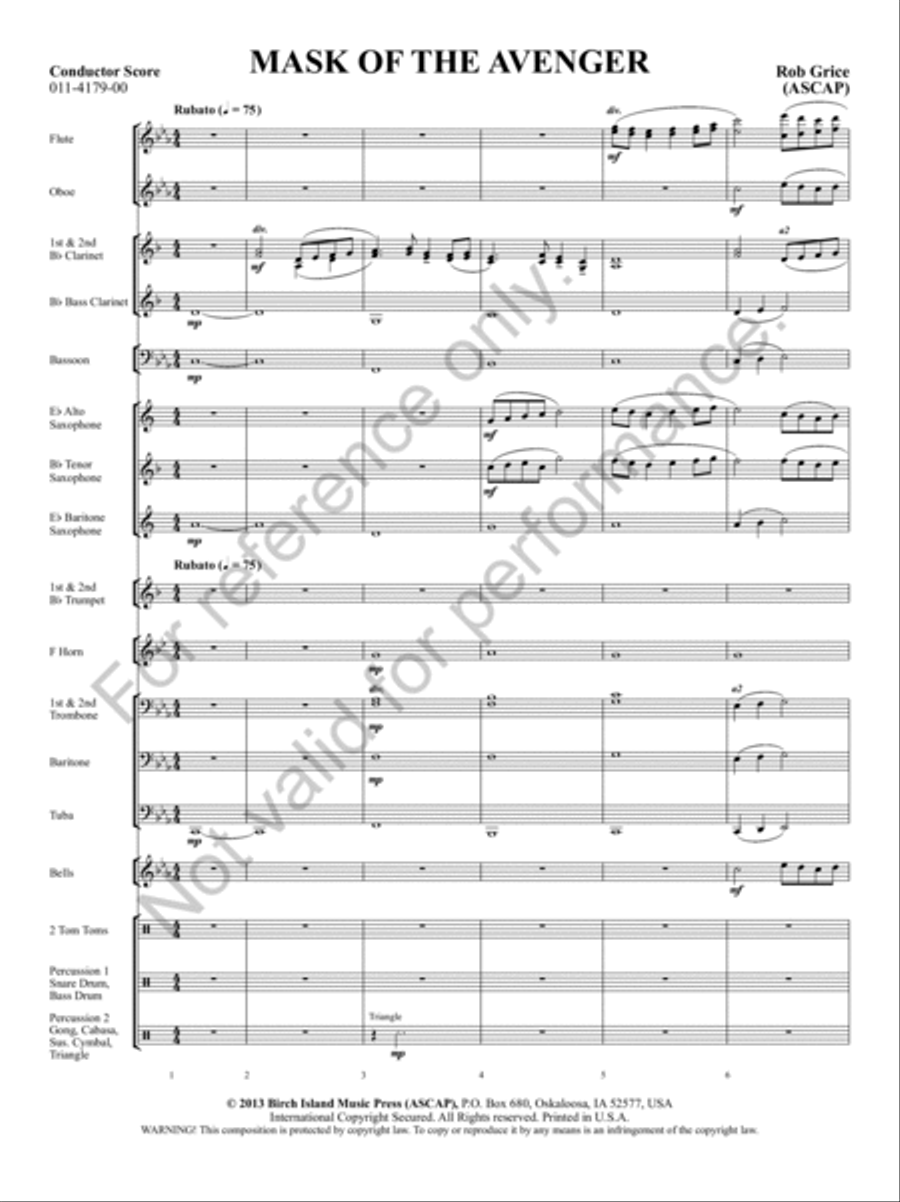 Mask Of The Avenger Concert Band scores gallery preview page 2