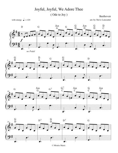 Joyful, Joyful, We Adore Thee (Ode to Joy) - triplet arr. for solo piano image number null
