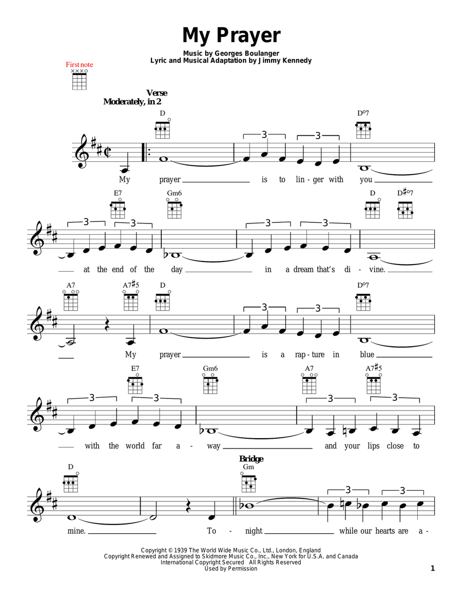 My Prayer Ukulele scores gallery preview page 1