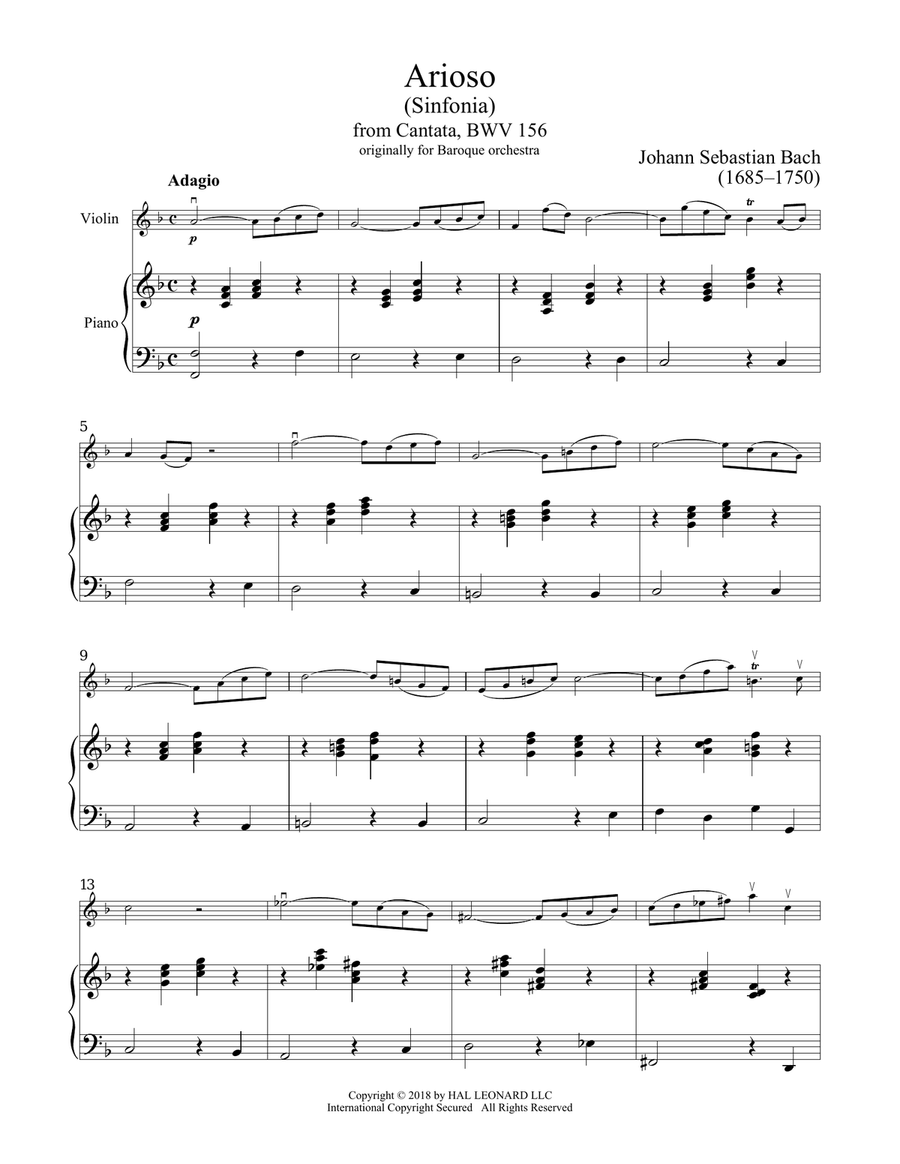 Arioso Violin Solo scores gallery preview page 1