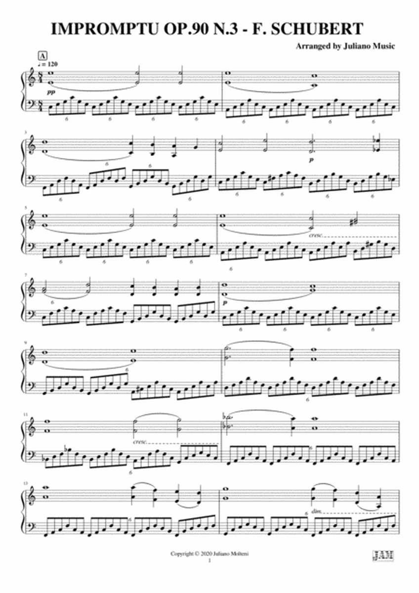 IMPROMPTU OP. 90 N. 3 (EASY PIANO - C VERSION) - F. SCHUBERT image number null