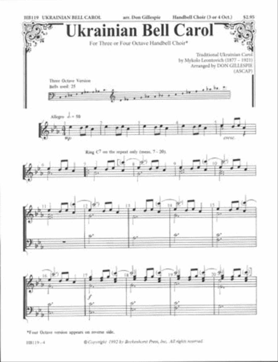 Ukrainian Bell Carol 4-Octaves scores gallery preview page 1