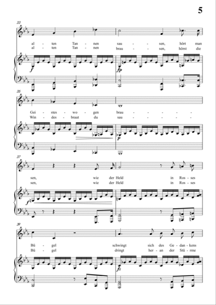 Schubert-Waldes-Nacht in bE for Vocal and Piano Voice scores gallery preview page 6