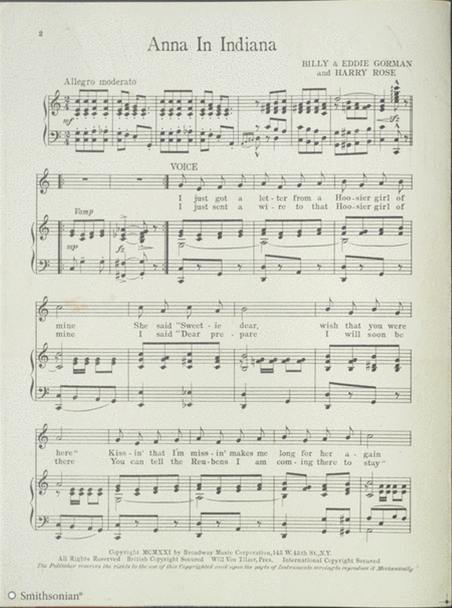 Anna in Indiana Piano, Vocal scores gallery preview page 2