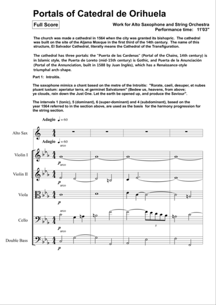 Portals of Catedral de Orihuela. Small Ensemble scores gallery preview page 1