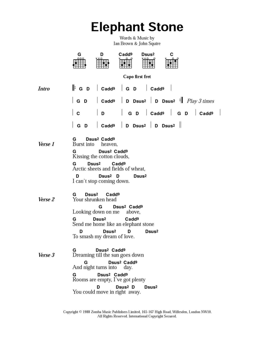 Elephant Stone Easy Guitar scores gallery preview page 1