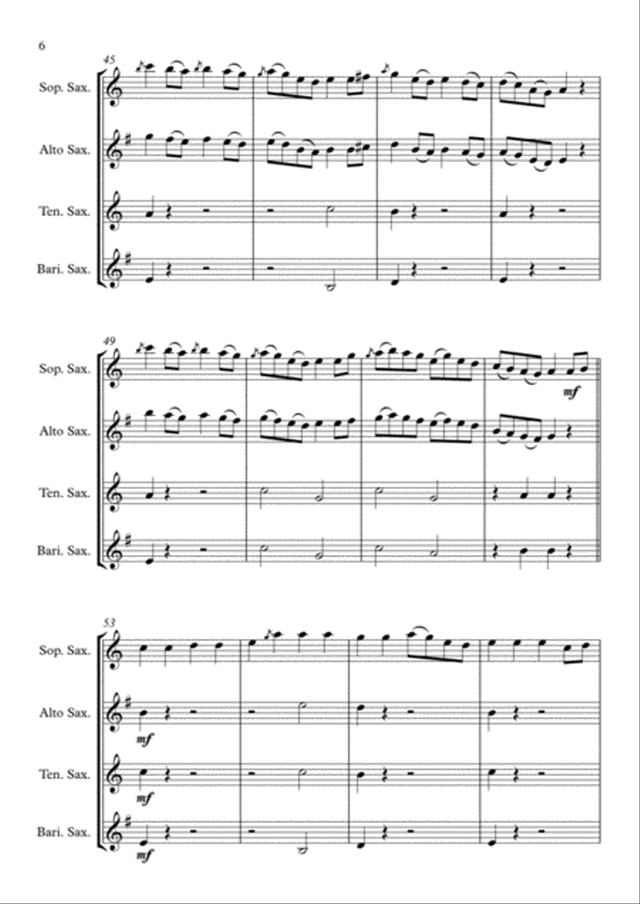 Nancy Mulligan Saxophone Quartet scores gallery preview page 6