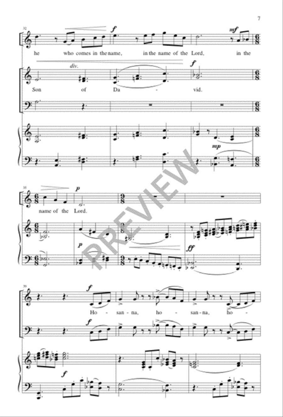 Hosanna to the Son of David 4-Part scores gallery preview page 8