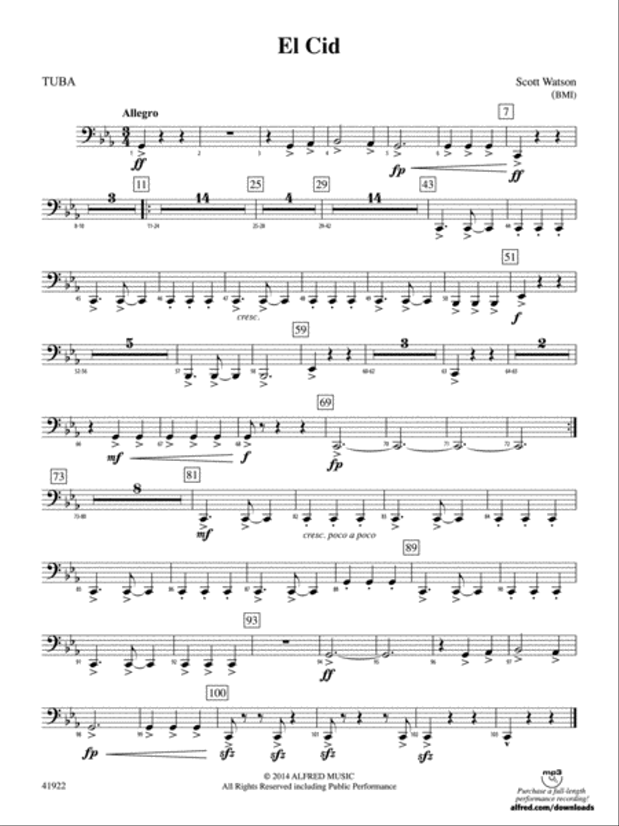 El Cid: Tuba Concert Band scores gallery preview page 1