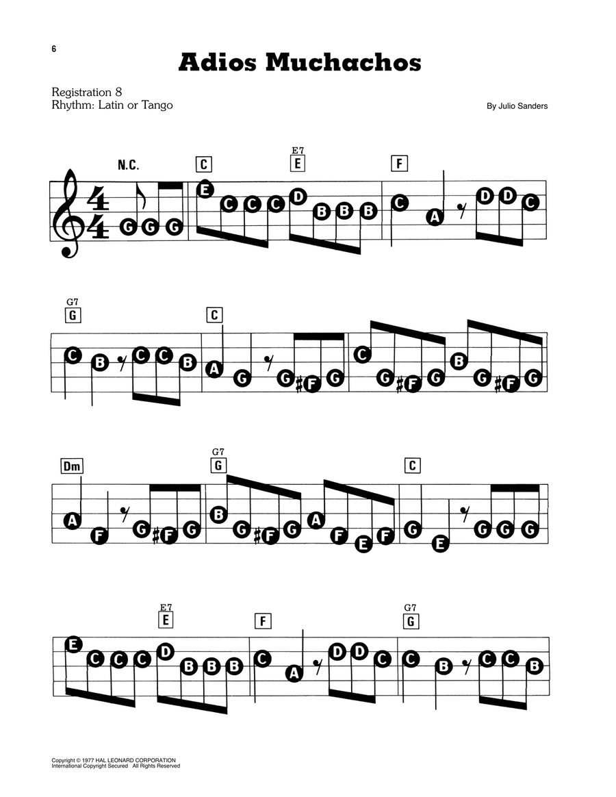 Adios Muchachos Electronic Keyboard scores gallery preview page 1