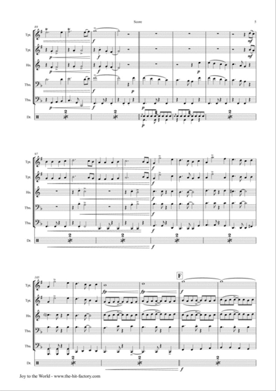 Joy to the World - Second Line Groove - Brass Quintet Brass Quintet scores gallery preview page 5