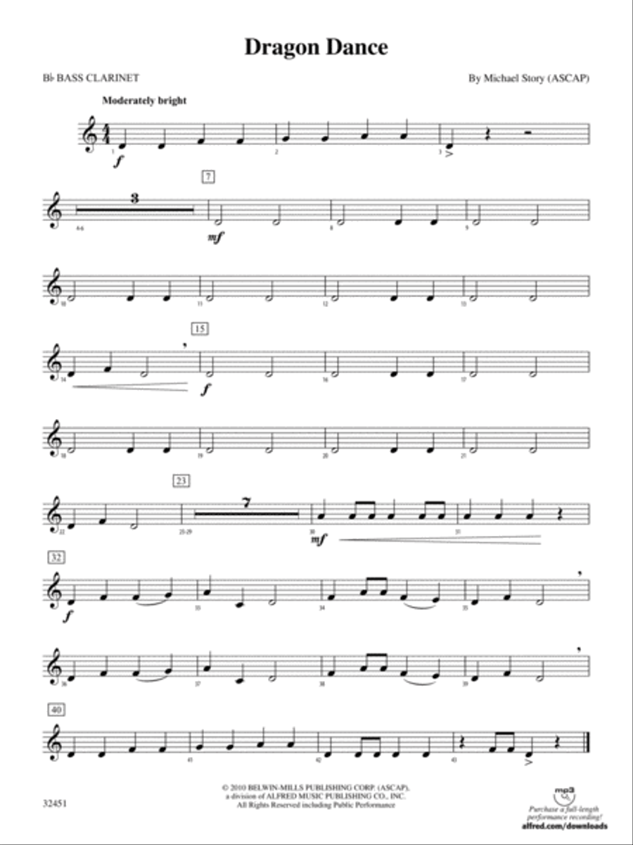Dragon Dance: B-flat Bass Clarinet Concert Band scores gallery preview page 1