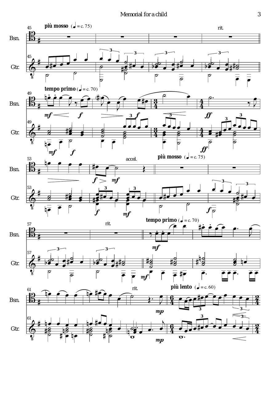 Memorial for a child for bassoon and guitar Bassoon scores gallery preview page 3