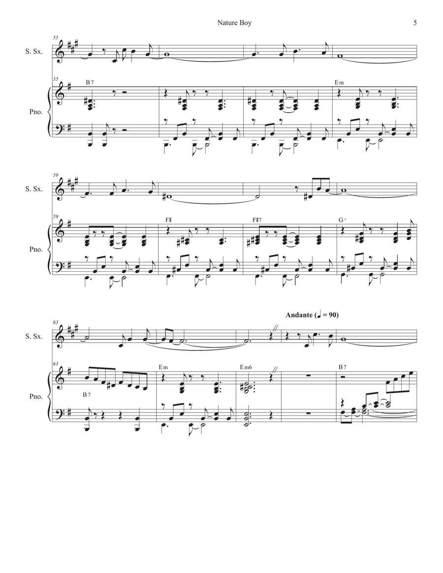 Nature Boy Soprano Saxophone scores gallery preview page 5