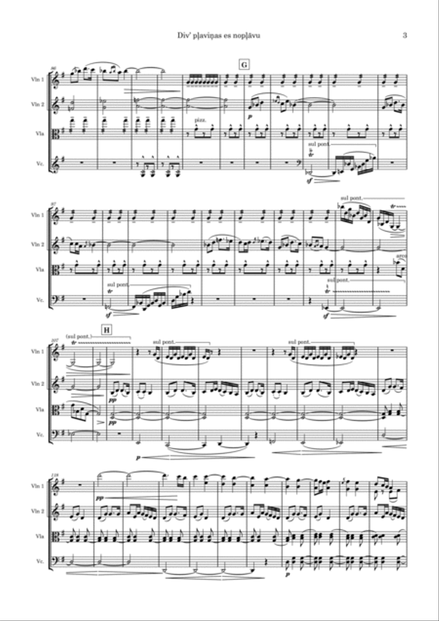 Div' pļaviņas es nopļāvu Div' pļaviņas es nopļāvu String Quartet scores gallery preview page 3