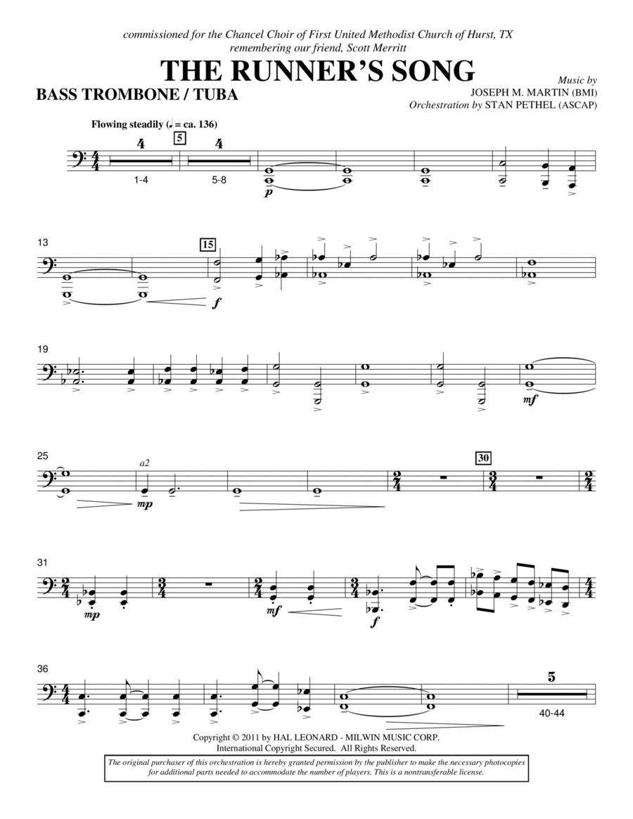 The Runner's Song - Bass Trombone/Tuba Choir scores gallery preview page 1