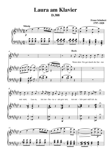 Schubert-Laura am Klavier(Laura at the Piano),D.388 in #F for Vocal and Pno