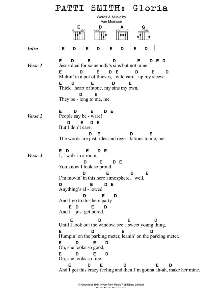 Gloria Easy Guitar scores gallery preview page 1