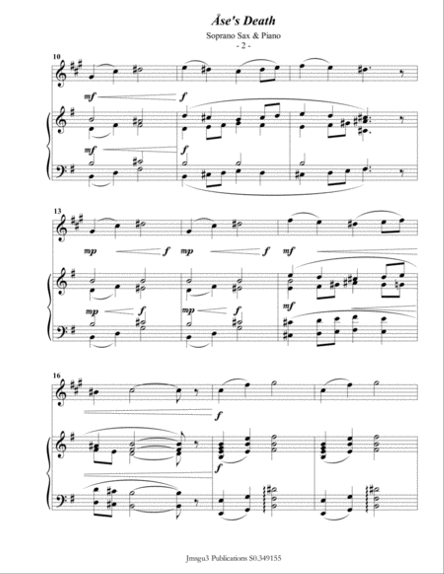 Grieg: Ase's Death from Peer Gynt Suite for Soprano Sax & Piano Soprano Saxophone scores gallery preview page 3