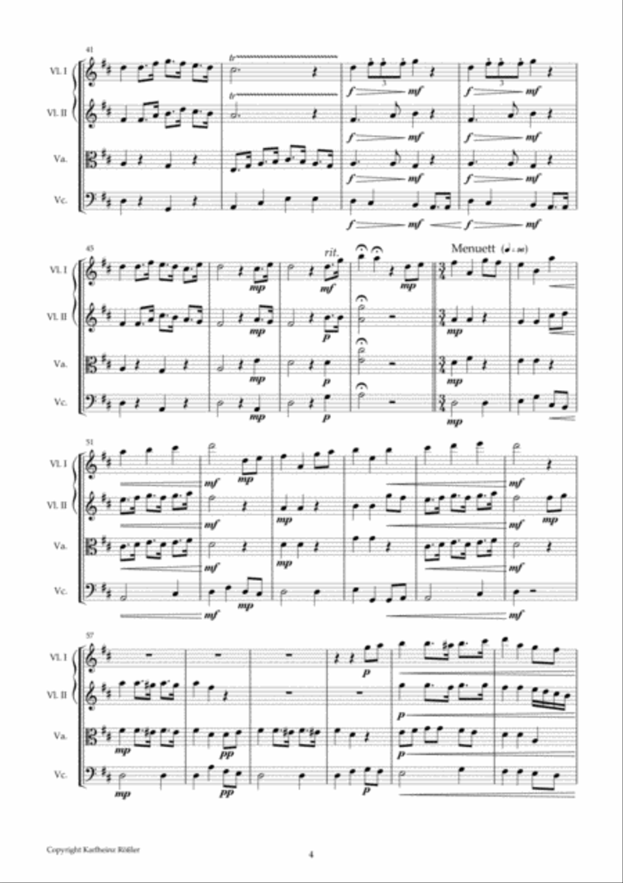 String quartet No. 1 G Major - A travel through the times String Quartet scores gallery preview page 4