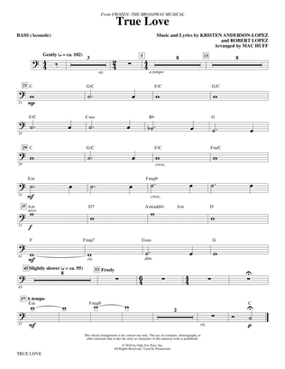 Book cover for True Love (from Frozen: the Broadway Musical) (Arr. Mac Huff) - Bass