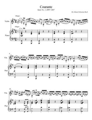 Book cover for Courante - Suite No 1 BWV 1007 (Violin)
