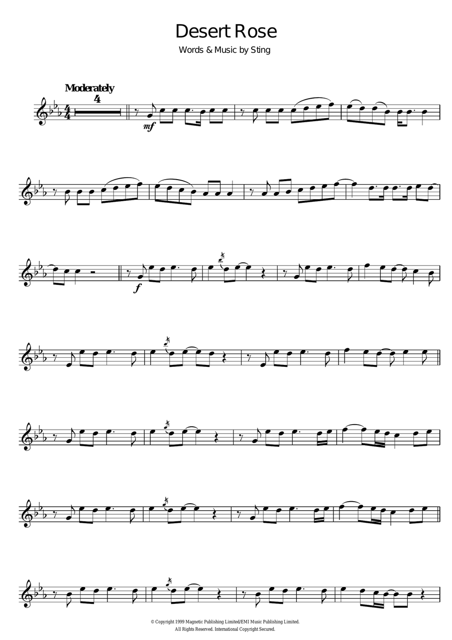 Desert Rose Violin Solo scores gallery preview page 1