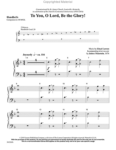To You, O Lord, Be the Glory! - Handbell Score (reproducible) image number null