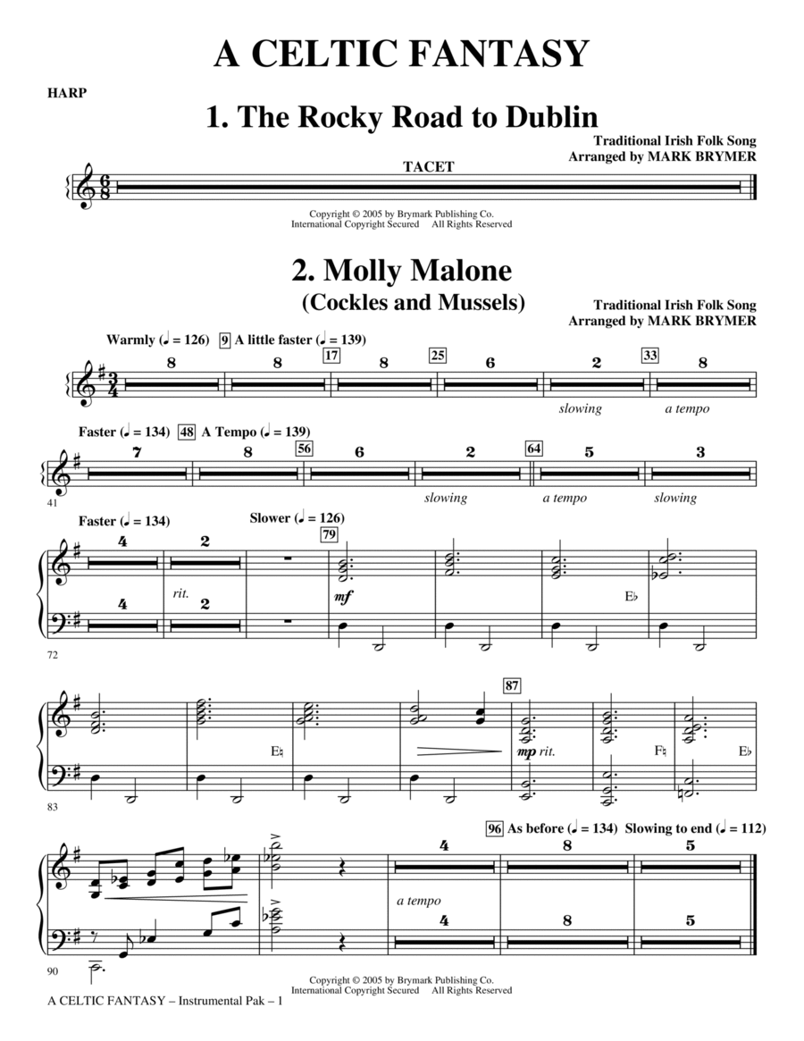 A Celtic Fantasy - Harp A Celtic Fantasy - Harp Choir scores gallery preview page 1