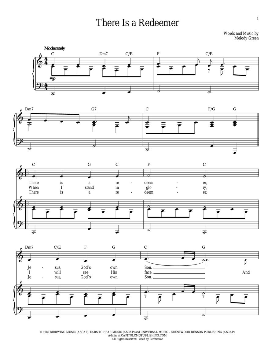 There Is A Redeemer Voice scores gallery preview page 1