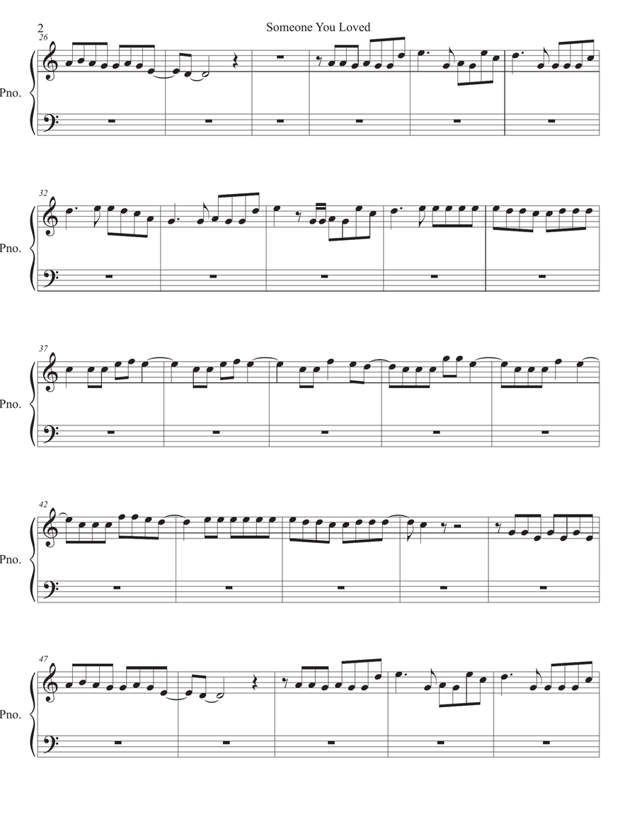 Someone You Loved Easy Piano scores gallery preview page 2