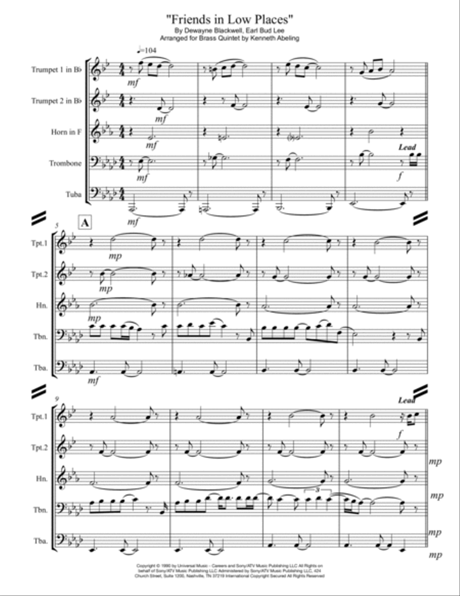 Friends In Low Places Brass Ensemble scores gallery preview page 2