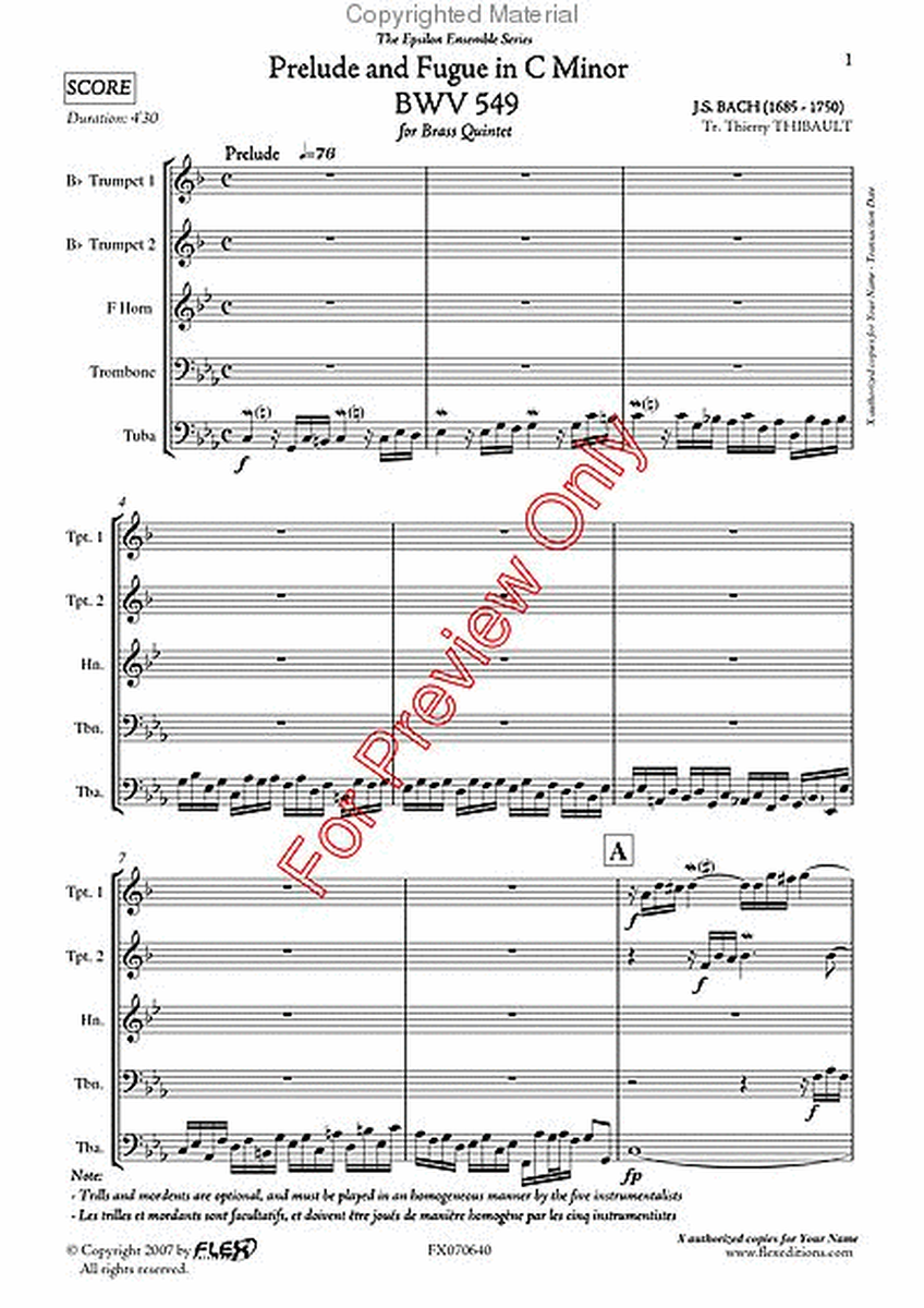 Prelude & Fugue In C Minor - BWV 549