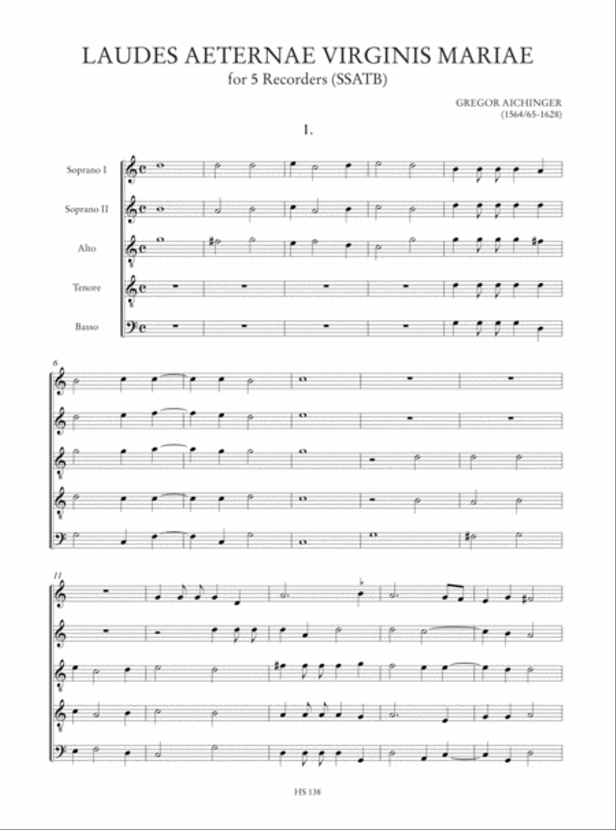 Laudes aeternae Virginis Mariae for 5 Recorders (SSATB) SSATB scores gallery preview page 2