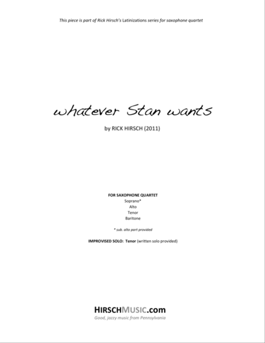 whatever Stan wants Woodwind Quartet scores gallery preview page 1