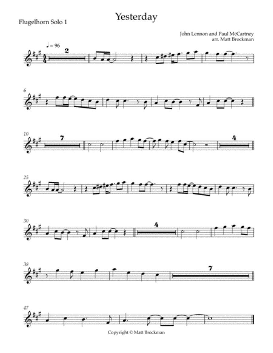 Yesterday Yesterday Trumpet Solo scores gallery preview page 5